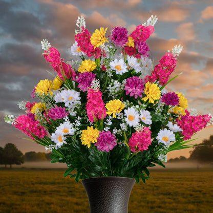 Yellow, Pink, and White Wildflowers